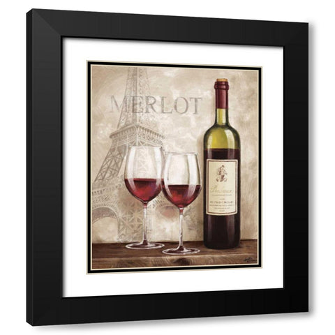 Wine in Paris III Black Modern Wood Framed Art Print with Double Matting by Penner, Janelle