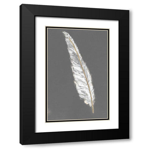 Gold Feathers VI on Grey Black Modern Wood Framed Art Print with Double Matting by Paschke, Chris