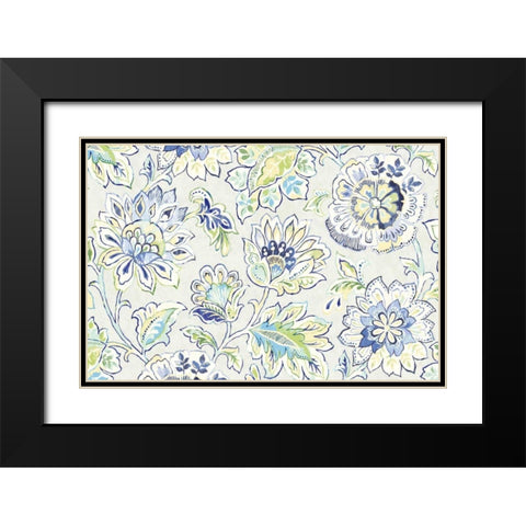 Ceylon Gardens II Indigo Black Modern Wood Framed Art Print with Double Matting by Wild Apple Portfolio
