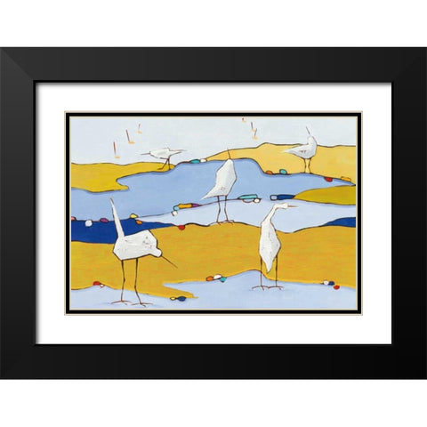Marsh Egrets VI Black Modern Wood Framed Art Print with Double Matting by Adams, Phyllis