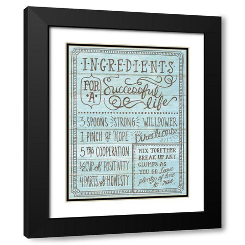 Ingredients For Life I Blue Black Modern Wood Framed Art Print with Double Matting by Urban, Mary