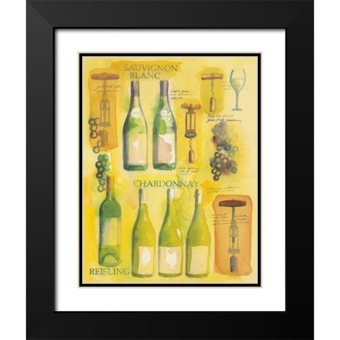 White Wine Collage Black Modern Wood Framed Art Print with Double Matting by Clark, Michael