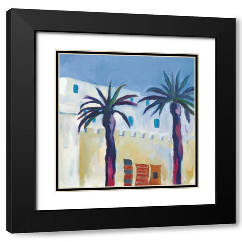 Palm Trees and Rugs Black Modern Wood Framed Art Print with Double Matting by Clark, Michael