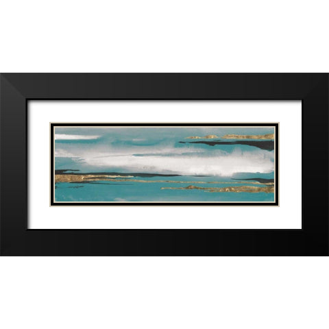 Gilded Storm I Teal Grey Crop Black Modern Wood Framed Art Print with Double Matting by Paschke, Chris