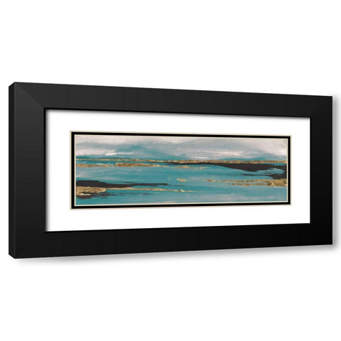 Gilded Storm II Teal Grey Crop Black Modern Wood Framed Art Print with Double Matting by Paschke, Chris