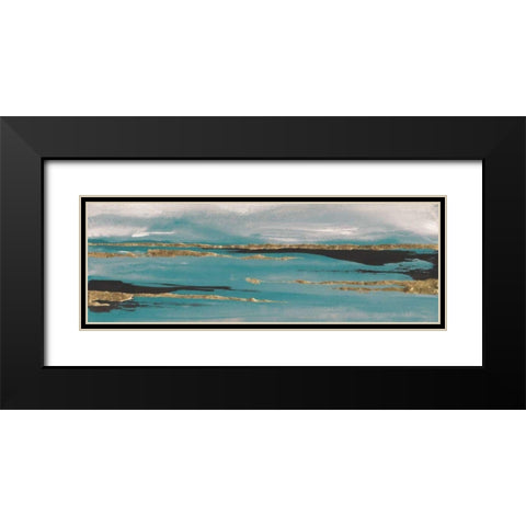 Gilded Storm II Teal Grey Crop Black Modern Wood Framed Art Print with Double Matting by Paschke, Chris