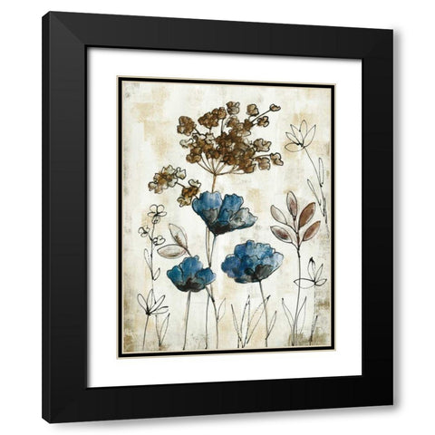 Botanical Trio II Neutral Crop Black Modern Wood Framed Art Print with Double Matting by Vassileva, Silvia