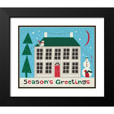 Jolly Holiday Home on Blue Black Modern Wood Framed Art Print with Double Matting by Mullan, Michael