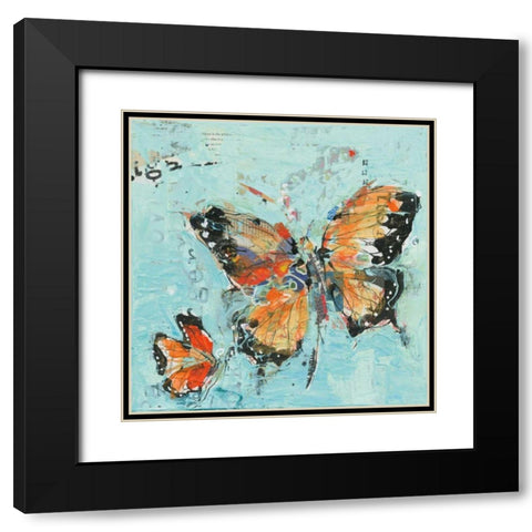 Monarch II Light Blue Black Modern Wood Framed Art Print with Double Matting by Day, Kellie