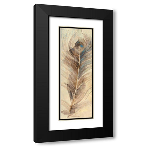 Feather Study Single Feather Black Modern Wood Framed Art Print with Double Matting by Hristova, Albena