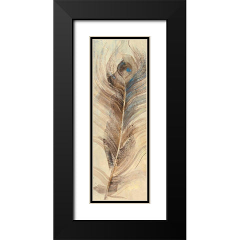 Feather Study Single Feather Black Modern Wood Framed Art Print with Double Matting by Hristova, Albena