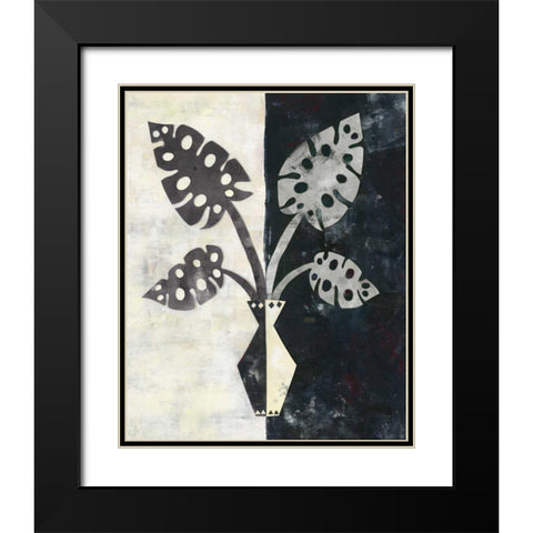 Pretty Palms III Neutral Black Modern Wood Framed Art Print with Double Matting by Wild Apple Portfolio
