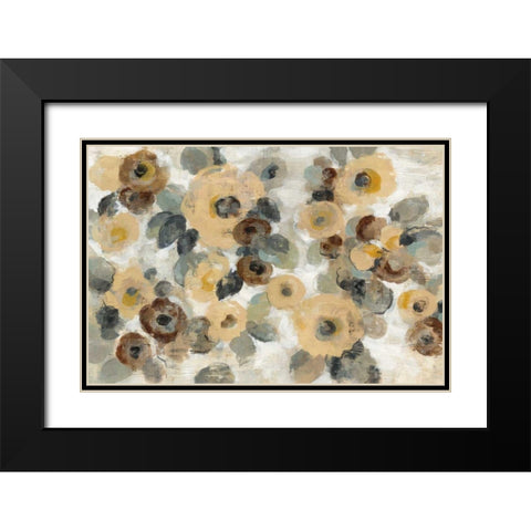 Neutral Floral Beige I Black Modern Wood Framed Art Print with Double Matting by Vassileva, Silvia