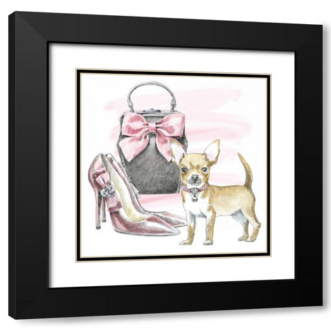 Glamour Pups I Black Modern Wood Framed Art Print with Double Matting by Grove, Beth