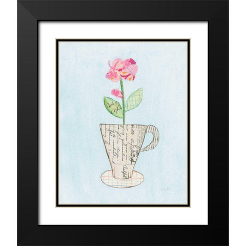 Teacup Floral III Black Modern Wood Framed Art Print with Double Matting by Prahl, Courtney