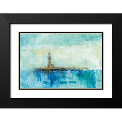 Lighthouse Morning Black Modern Wood Framed Art Print with Double Matting by Vassileva, Silvia
