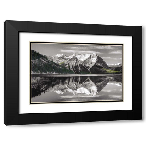 Kananaskis Lake Reflection BW with Color Black Modern Wood Framed Art Print with Double Matting by Audit, Lisa
