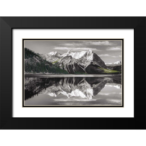 Kananaskis Lake Reflection BW with Color Black Modern Wood Framed Art Print with Double Matting by Audit, Lisa