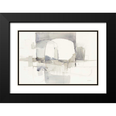 Improvisation 1 Gray Black Modern Wood Framed Art Print with Double Matting by Schick, Mike