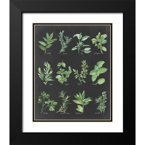 Herb Chart on Black Black Modern Wood Framed Art Print with Double Matting by Paschke, Chris