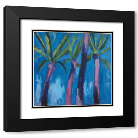 Palm Trees with Pink Black Modern Wood Framed Art Print with Double Matting by Clark, Michael