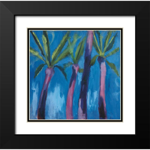 Palm Trees with Pink Black Modern Wood Framed Art Print with Double Matting by Clark, Michael