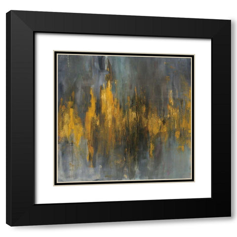 Black and Gold Abstract Black Modern Wood Framed Art Print with Double Matting by Nai, Danhui