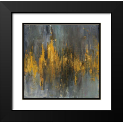 Black and Gold Abstract Black Modern Wood Framed Art Print with Double Matting by Nai, Danhui