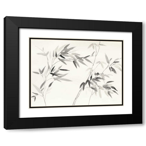 Bamboo Leaves I Black Modern Wood Framed Art Print with Double Matting by Nai, Danhui