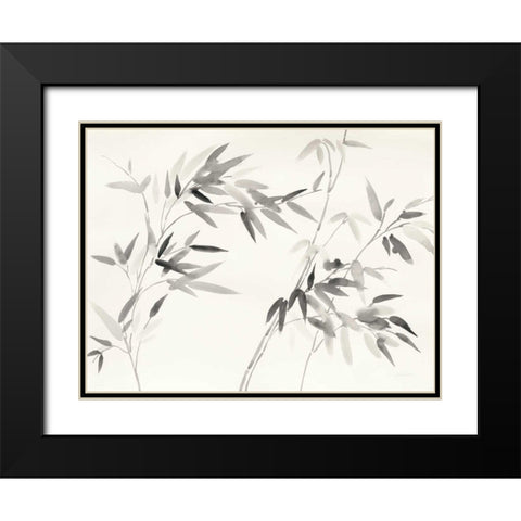 Bamboo Leaves I Black Modern Wood Framed Art Print with Double Matting by Nai, Danhui