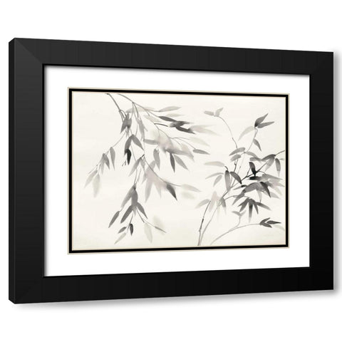 Bamboo Leaves II Black Modern Wood Framed Art Print with Double Matting by Danhui, Nai