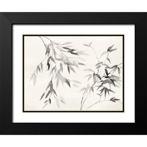 Bamboo Leaves II Black Modern Wood Framed Art Print with Double Matting by Danhui, Nai