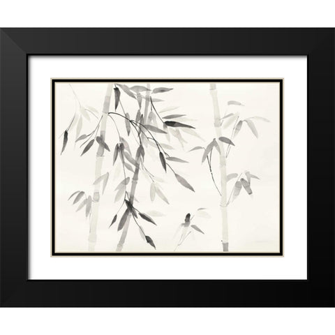 Bamboo Leaves III Black Modern Wood Framed Art Print with Double Matting by Danhui, Nai