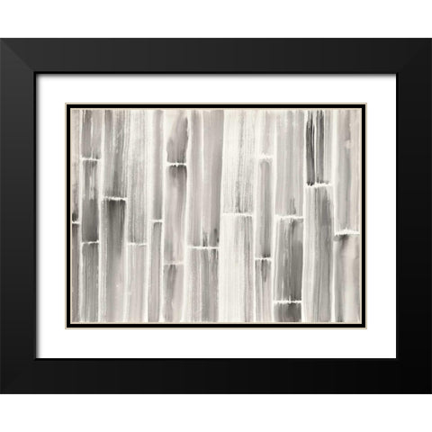 Bamboo Pattern Black Modern Wood Framed Art Print with Double Matting by Nai, Danhui