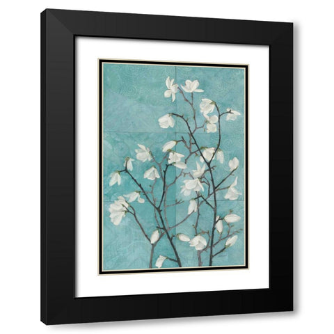 Magnolia Branch Black Modern Wood Framed Art Print with Double Matting by Lovell, Kathrine