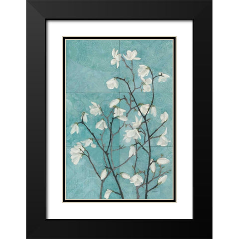 Magnolia Branch Black Modern Wood Framed Art Print with Double Matting by Lovell, Kathrine
