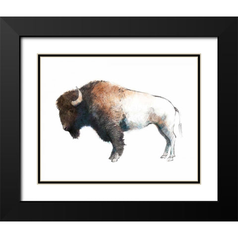 Colorful Bison Dark Brown Black Modern Wood Framed Art Print with Double Matting by Tillmon, Avery