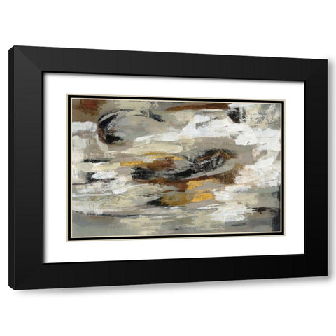 Neutral Abstract Gray Black Modern Wood Framed Art Print with Double Matting by Vassileva, Silvia