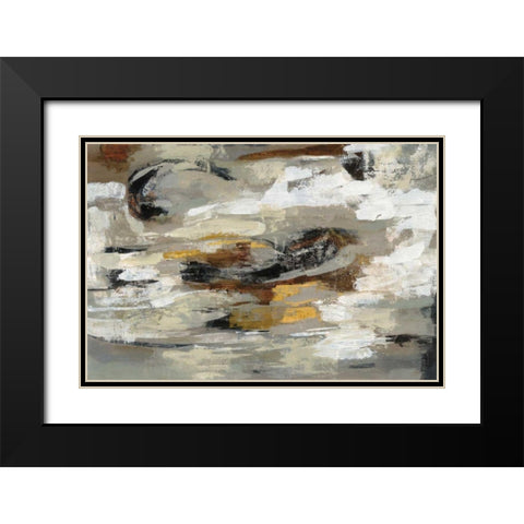 Neutral Abstract Gray Black Modern Wood Framed Art Print with Double Matting by Vassileva, Silvia