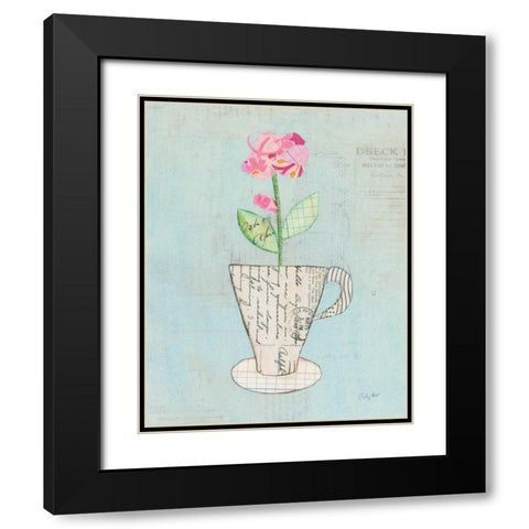 Teacup Floral III on Print Black Modern Wood Framed Art Print with Double Matting by Prahl, Courtney