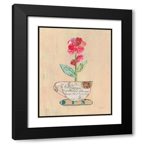 Teacup Floral IV on Print Black Modern Wood Framed Art Print with Double Matting by Prahl, Courtney