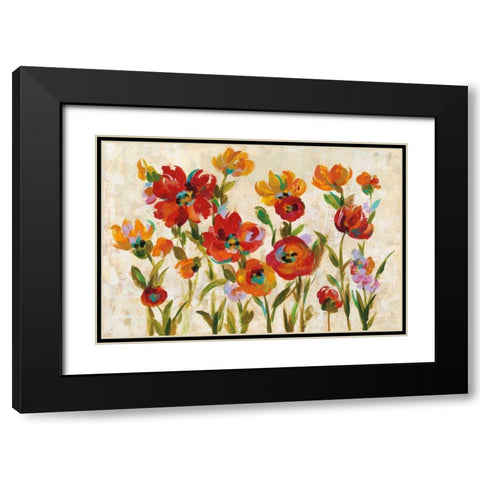 July in the Garden I Cream Black Modern Wood Framed Art Print with Double Matting by Vassileva, Silvia