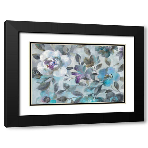 Twilight Flowers Crop Black Modern Wood Framed Art Print with Double Matting by Nai, Danhui