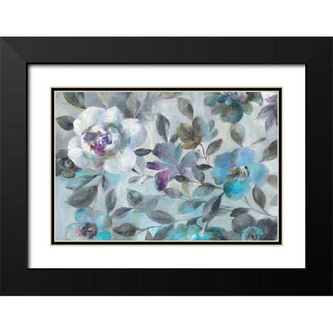 Twilight Flowers Crop Black Modern Wood Framed Art Print with Double Matting by Nai, Danhui