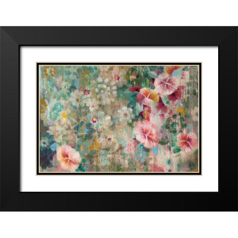 Flower Shower Crop Black Modern Wood Framed Art Print with Double Matting by Nai, Danhui