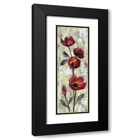 Simple Red Floral I Black Modern Wood Framed Art Print with Double Matting by Vassileva, Silvia