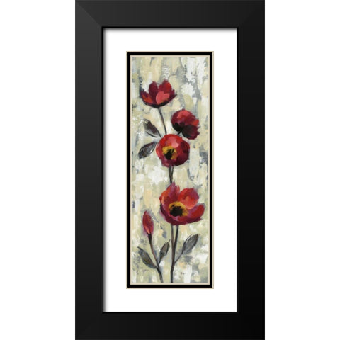 Simple Red Floral I Black Modern Wood Framed Art Print with Double Matting by Vassileva, Silvia