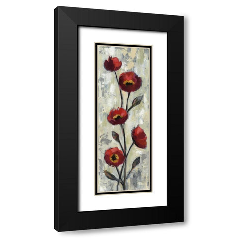 Simple Red Floral II Black Modern Wood Framed Art Print with Double Matting by Vassileva, Silvia