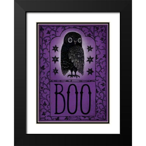 Vintage Halloween Boo Black Modern Wood Framed Art Print with Double Matting by Miller, Sara Zieve