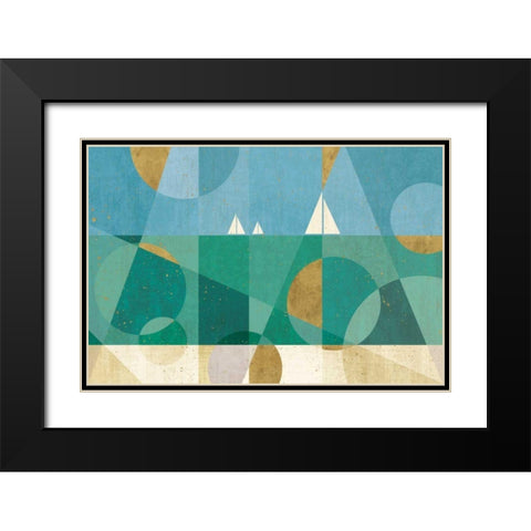 Seascape I Black Modern Wood Framed Art Print with Double Matting by Charron, Veronique